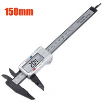 0-150mm 6 인치 LCD 디지털 캘리퍼스 전자 게이지 탄소 섬유 버니어 마이크로 미터 눈금자 측정 도구 01mm, 150mm silver
