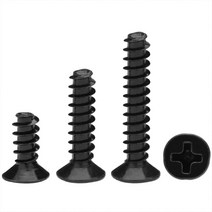 M2.6 블랙 100개 접시머리 셀프 태핑 나사 탄소강 미니 크로스 카운터 성크 헤드 볼트, M2.6 (100pcs), 10mm