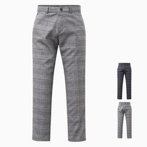 남성 기모 체크 슬랙스 도톰한 캐주얼 겨울 울 정장 바지 타탄 P182