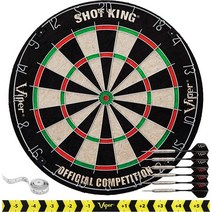 Viper by GLD Products Shot King Regulation Bristle Steel Tip Dartboard Set with Staple-Free Bullsey, 1개