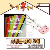 슈링클종이 슈링클 A4 5매 컬러 반투명 키링 초등 유치원 미술 DIY 어린이 집콕놀이, 1)반투명5장