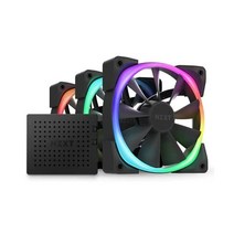 NZXT AER RGB 2-120mm - HF-2812C-TB 고급 조명 사용자 지정 윙렛 팁 유체 다이내믹 베어링 LED PWM 팬 트리플 팬(조명 컨트롤러 포함) 블랙, 블랙_120mm | 트리플 | 선풍기