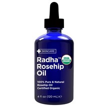 Radha Beauty 로즈힙 씨드 오일 100% 순수 냉압착 캐리어 유기농 헤어 오일118.3ml(4 oz)
