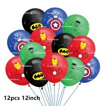 생일 파티 장식 꾸미기 스파이더맨 헐크 아이언맨 히어로 배너 케이크 토퍼 풍선 세트, 10.12pcs Latex Balloons2