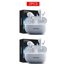 Lenovo 블루투스 이어폰 무선 이어버드 충전 케이스 포함 내장 마이크 방수 휴대폰 핸드폰 범용, 02 with box 2PCS