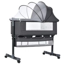 아기침대 명품 아기침대 범퍼침대 원목 아기침대 유모차, 그레이+4종 세트