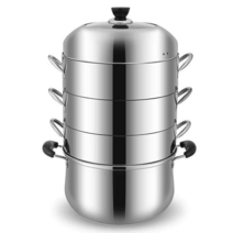 가정용 스테인레스 찜기 두꺼운 찜통 냄비 4단 세트, 4층 냄비 1개 찜통 3개 30CM 4~6인용