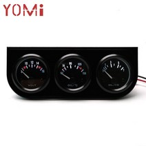 유면계 유량계 YOMI (오일 온도 게이지 + 전압계 + 오일 압력 게이지) 3 in 1 트리플 게이지 키트 자동차 5, 한개옵션0