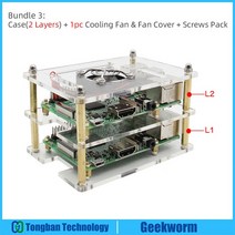 라즈베리 파이 클러스터 케이스 팬 키트 포함 1- 5 겹 다층 아크릴 스택 셸/인클로저 4 모델 B/3B /3B 용, [03] 2 Layer, 03 2 Layer