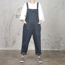 벅시루 여성 노바디진 앞포켓 빈티지 데님 멜빵바지 215