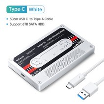 인클로저 ORICO-2.5 인치 HDD 인클로저 sata-usb3.0 외장 하드 드라이브 케이스 5Gbps / c타입 DIY 스티커, 한개옵션1, 04 Type-C White