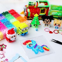 컬러비즈 펄러비즈 부자재 평면 입체 도안 세트(미니다리미포함) 5mm 24 36 48색 6800피스부터 DIY패키지, 48색(고급형)