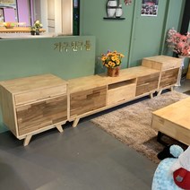 고무나무 원목거실장 TV거실드레스 티비다이 티브이대 세트 1800 김포가구친구들, 올내추럴