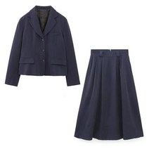 여성정장 오피스룩 투피스 여성 탑 티 오프숄더 봄 패션 블레이저 스커트 정장 세련된 우아