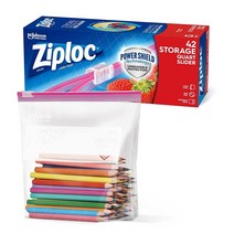 Ziploc 쿼트 다목적 슬라이더 지퍼백 42개 내구성 파워 실드 기술, 684 Count