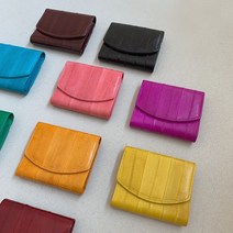 핸드메이드 장어가죽 반지갑 카드 반달 슬림