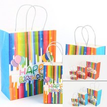 쇼핑가방 무지쇼핑백 포장종이가방 무지개 생일축하 종이쇼핑백, 대 - 풍선