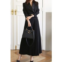 맥시 롱 코트 울블렌드 - 캐주얼 라인 사무실 활주로 디자이너 트렌치 블랙 맥시