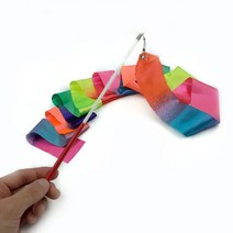 리듬체조리본 운동회 재롱잔치 리듬체조 리본 수구 컬러 다채로운 체육관 장비 댄스 발레 스 트리머 돌리기 막대, 검은 손잡이, 리본 4m 폴 49cm