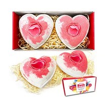 2 x Large Heart Bath Bombs Gift Set from Zimpli Gifts for Women Her Girlfriend Fizzing Xmas Spa Rela
