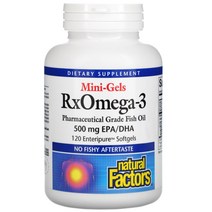 내추럴 팩터스 Rx오메가 3 미니젤 500mg Enteripure 소프트젤 옵션확인필수, 500 mg, 60 개