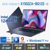 ASUS 비보북 15 X1502ZA-BQ123 + Win11 Pro포함 / 13세대 i5 신모델 ASUS X1502VA-BQ079로 변경발송, WIN11 Pro, 16GB, 512GB, 12세대 인텔 코어 i5 1240P, 콰이어트 블루