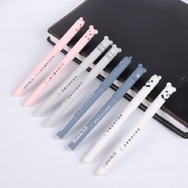 포밍테이블 포밍 테이블 회의 책상 4 개대 kawaii 지우개 펜 귀여운 동물 리필 세트 빨 핸들 0.35mm 학교 문구 용 파란색 잉크 젤 펜, 4개 세트