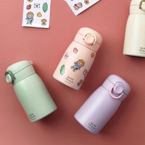 베어프렌드 보온병 260ml 어린이 원터치 보냉병 텀블러 물병, 베이지