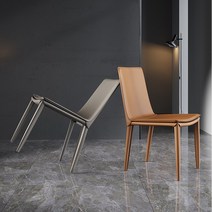 이탈리아 스타일 수입 가죽 식탁 심플한 의자, 검은색