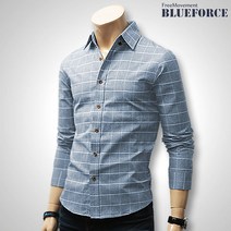 블루포스 코리아 남성용 스퀘엄 체크 남방(JJNLM5) 남자셔츠 캐주얼 긴팔셔츠