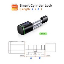 지문인식도어락 디지털 지문인식 전자 도어락 SA 유로 Tuya 또는 TTLock 앱 지문 RFID 카드 실린더 스마트 도어 잠금 Alexa Google 홈 교체 장치 스마트홈 알, Tuya Black_A 45 B 45