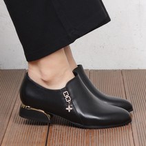 천연소가죽 JHJEH 꽃큐빅 부티슈즈 여성 단화 로퍼 수제라인 구두