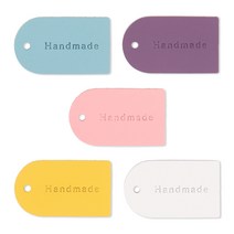 컬러풀 핸드메이드 레더택 소가죽 라벨 만들기 포장리본 가죽태그 5color, 레몬
