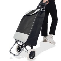 브랜드사이언 바퀴달린 시장 장바구니 쇼핑카트, 블랙