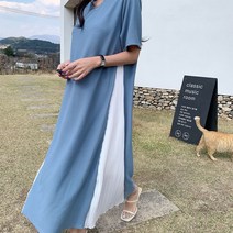 하이데일리 반팔 주름 니엘 플리츠 롱원피스