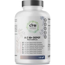 CYB Complete your Body Cyb | a -z 50+ 멀티 비타민 - 노인을위한 미네랄 및 필수 영양소 -4 개월 동안 120 정제 - 하루 1 정제 - 완전한 멀티, 5개