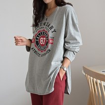 데일리앤 에이트 여성 루즈핏 랍빠 브이넥 유넥 프린팅 면 긴팔 박스 트임 롱 티셔츠 봄 가을 여리핏 빅사이즈 오버핏