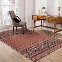 INDIA LIVING Collection 전통적인 부분 러그 2.4 x 3m(8 10피트) 브라운 모로코 보헤미안 부족 디자인 흘리지 않고 관리가 쉬운 거실 침실 다이닝 홈 장