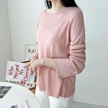 엄마 시원한원단 헐렁한 여름 긴팔니트티 러블리 캐주얼 사무실 선물
