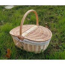 공원바구니 경량 과일 데이트 여행 놀이공원 비치 수납 피크닉 바구니, 베이지 40*30cm