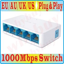 5 포트 고속 기가비트 미니 네트워크 스위치 RJ45 1000Mbps 고속 이더넷 네트워크 스위처 허브 분배기 SG10, 04 With AU Power Plug