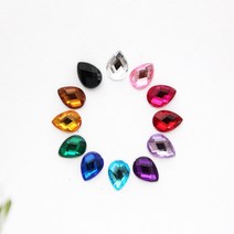 J611 컷팅 물방울 아크릴 장식 10개 리본공예재료 큐빅장식, 화이트（white）