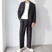 캐주얼슈트코디 고상함 건달 멋진 커플룩 남성 셋업 매니쉬 와이드 루즈핏 학원 무드 캐쥬얼 양복코트 남자 3848521083