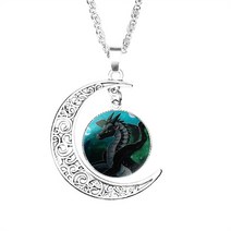 저스트인 불의 날개 Moonwatcher 달 목걸이 남자 유리 체인 패션 스테인레스 스틸 펜던트 쥬얼리 매력 연인 돔