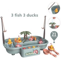어린이용 오리 낚시 플랫폼 자석 낚시 장난감 회전 목욕 어린이 물 놀이 게임, 녹색 21pcs