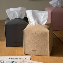 티슈케이스 휴지 각티슈 케이스 심플 인조가죽 정사각, 베이지