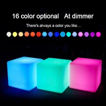 LED 라이트 큐브의자 조명의자 LED 조명 큐브 인테리어 조명의자 네온컬러 발광 감성 캠핑의자 캠핑조명, 협동사, 10X10X10CM