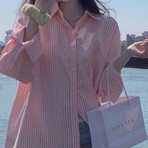 디아더컬러 오버핏 스트라이프 셔츠 원피스핏