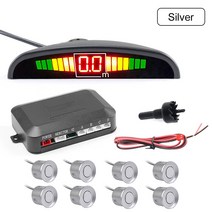 후측방경보 사각지대경고기능 전방감지 GreenYi Parktronic LED 주차 센서 역방향 백업 레이더 모니터 기 시스템 디스플레이, LED Display, 07 Silver