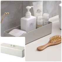 위천일 3칸 뚜껑형 화장솜 면봉통 그레이 3칸화장대정리함 뚜껑형화장품정리함 화장품수납 화장대정리함